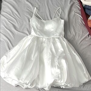 Lulu's White Taffeta Bubble Hem Mini Dress